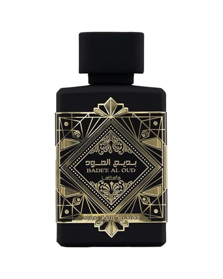 Lattafa Bade'e Al Oud — Oud for Glory bottle, retailer product photograph